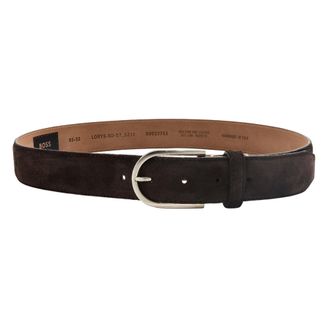 HUGO BOSS Logo Leren Speld Riem (Donkerbruin)