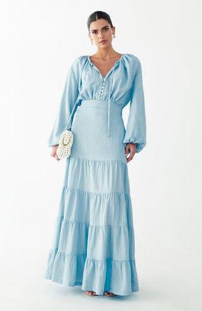 Willa Golden Maxi Dress in Sky Blue at Nordstrom, Size 12