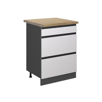 Vicco Mueble Bajo De Cocina R-line, Blanco, 60 Cm Con Cajones, Et Roble