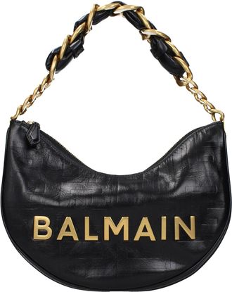 Balmain Black Leather Shoulder Womens Bag