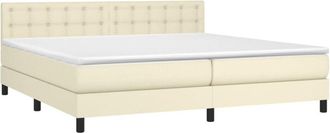 vidaXL Cama Box Spring Con Colch&oacute;n Cuero Sint&eacute;tico Crema 200x200 Cm Vidaxl
