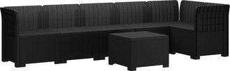 vidaXL Sof&aacute; De Jard&iacute;n Para 6 Personas Estilo Rattan Pp Gris Antracita Vidaxl