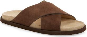 Brunello Cucinelli Cross Strap Slide Sandal in Cay70 Tan Brown at Nordstrom, Size 11Us