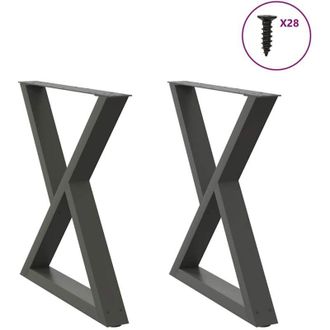 vidaXL Vidaxl - Patas Para Mesa De Comedor (2 Unidades), Antracita, 80 X (72-73,3) Cm, Acero