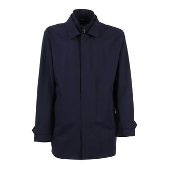 Fay Single-Breasted Coats, male, Blue, 2XL, Travel Morning Stretch