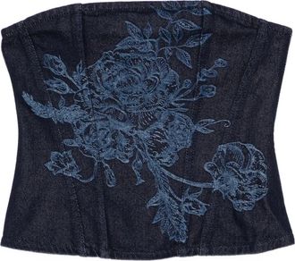 Marques Almeida Korset top met bloemenprint - Blauw