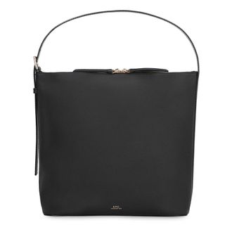 A.P.C. Grainy Leather Shoulder Bag with Zipper - female - A.P.C. - Handbags - Black - ONE SIZE - Bags