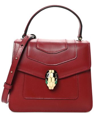 Bulgari Red Calfskin Leather Serpenti Forever Top Handle Red (Authentic Pre- Loved)
