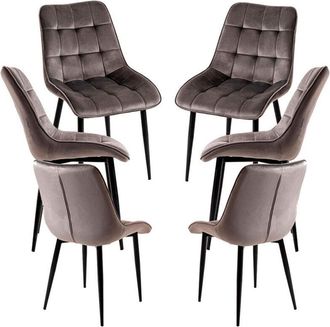 Regalos Miguel Regalos Miguel - Packs Sillas Comedor - Pack 6 Sillas Cade Terciopelo - Gris oscuro