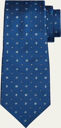 Kiton Mens Silk Micro-Floral Seven-Fold Tie
