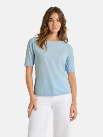 Lieblingsst&uuml;ck Rundhalsshirt LIEBLINGSST&Uuml;CK CandiceEP, Damen, Gr. 4XL (48), blau (skyway), Jersey, Obermaterial: 95% Baumwolle, 5% Elasthan, clean, unifarben, regula