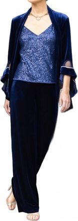 Frank Lyman Design Velvet Pants In Dark Navy