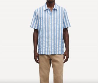 Sams&oslash;e & Sams&oslash;e Mens Saavan Jf Shirt In Coronet Blue Stripe