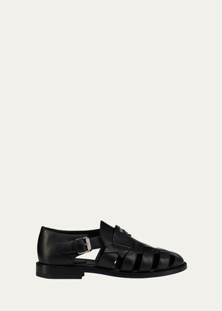 Christian Louboutin Mens Kemet Leather Fisherman Sandals