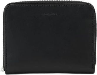 AllSaints Lena Hex Leather Zip Wallet in Black/silver at Nordstrom