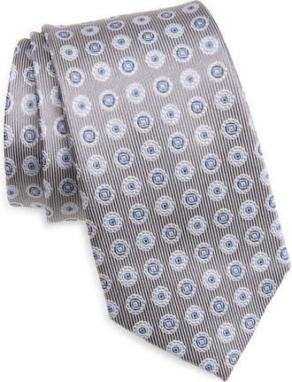 Nordstrom Medallion Jacquard Silk Tie in Silver at Nordstrom