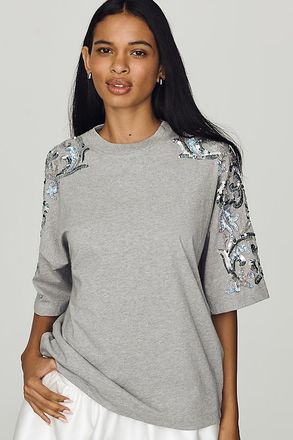 Essentiel Jangoo Cotton Sequin-Sleeve Tee