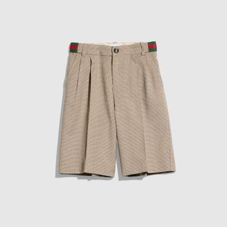Gucci Kids - Chevron Wool Shorts, Size 10 years, Beige
