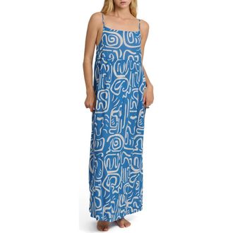 Billabong Juno Cover-Up Maxi Sundress in True Blue at Nordstrom, Size X-Large