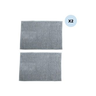 MSV Juego De 2 Alfombras De Ba&ntilde;o Chenille Microfibra 50x80cm Gris Claro Msv