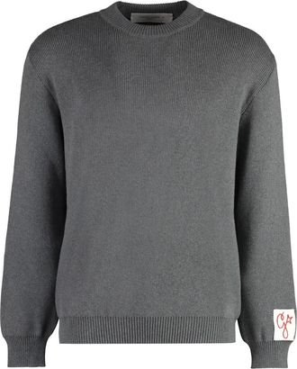 Golden Goose Davis Cotton Crew-Neck Sweater - Heren - Ronde hals truien - Grijs - XL - Katoen - Truien & Vesten