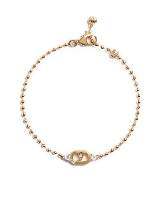 Valentino Garavani Ovalette crystal bracelet - women - Metal/Swarovski Crystal - M - Gold