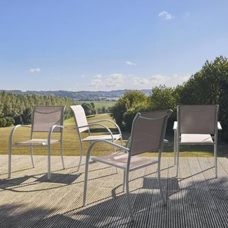 Sweeek Set Of 4 Garden Chairs In Aluminium in White