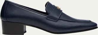 Bougeotte Leather Medallion Heeled Loafers