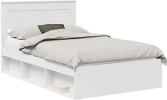 vidaXL Bed Frame with Mattress White 135 x 190 cm Solid Pine Wood vidaXL
