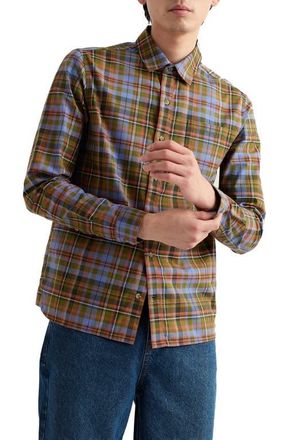 Seasalt Cornwall Goosander Plaid Organic Cotton Twill Button-Up Shirt in Amanita Multi at Nordstrom, Size X-Large