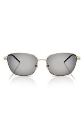 Emporio Armani 57mm Irregular Sunglasses in Shiny Pale Gold /Grey Black at Nordstrom