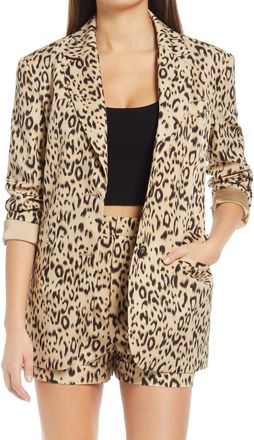 endless rose Animal Print Blazer in Beige Multi at Nordstrom, Size X-Small