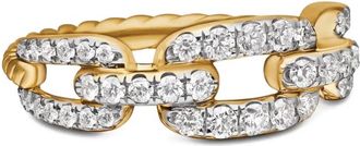 David Yurman Anello Stax Chain Link in oro giallo 18kt con diamanti (7mm)