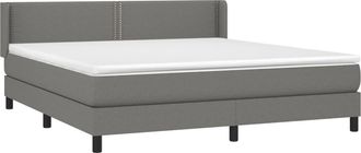 vidaXL Cama Box Spring Con Colch&oacute;n Tela Gris Oscuro 180x200 Cm Vidaxl