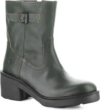 FLY London Naky Block Heel Bootie in Green at Nordstrom, Size 41