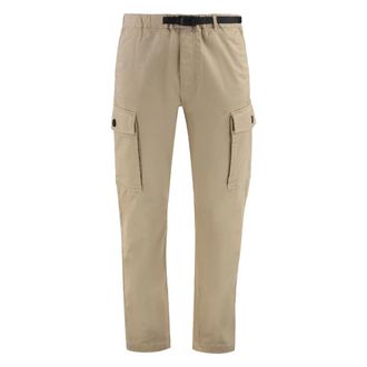 Woolrich Slim-fit Trousers, male, Beige, W35, Cargo trousers with belt in cotton