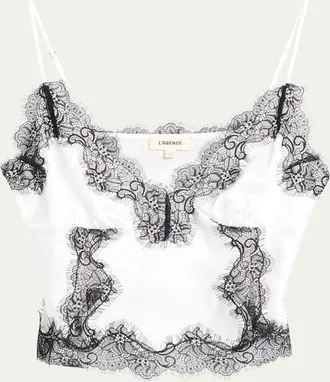 L'agence Kimber Lace-Trim Silk Cami