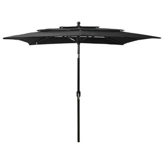 Berkfield Home 3-Tier Parasol with Aluminium Pole Black 2.5x2.5 m
