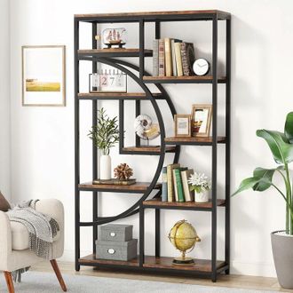 Tribesigns Tribesigns - Bookshelf Industrial 5 Tier Etagere Bookcase, Freestanding Tall Bookshelves Display Shelf Storage Organizer with 9-Open Storage Shelf