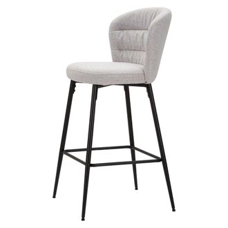 Dmora Silla Guadal, Acolchada, Estructura Color Negro, Material Madera Nobilitada, 52x59x108h Cm Gris