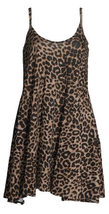 Forever 21 Fast fashion womens dress, rose, skull, check, spicy, boom, print, swing - Brown - 18