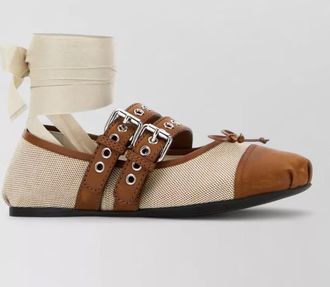 Miu Miu canvas ballerinas round toe contrast cap