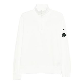 C.P. Company Zip-throughs, male, White, Size: M Light Fleece Half Zip Lens Sweatshirt