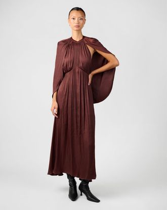 WeWoreWhat Halter Cape Midi Dress in Cherry at Nordstrom, Size 00