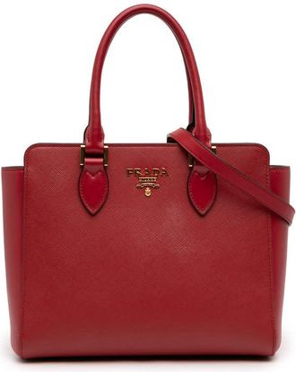 Prada Pre-owned Prada Soft Calf Trimmed Saffiano Lux Zip Convertible Tote Ladies LU1SLOY2ADWHXEYU