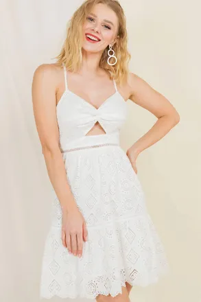 Minuet Evelyn Lace Mini Dress In White