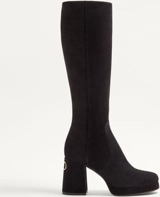 Valentino Garavani Stivale Con Plateau Fawcette In Crosta 90Mm Donna NERO 35.5