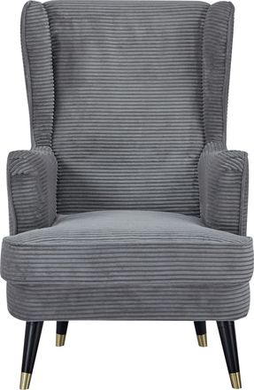 HOME AFFAIRE Ohrensessel »ZILLER, TV-Sessel, frei im Raum stellbar, in Cord und Samtvelours,« Holzfüsse mit dekorativen Metallhülsen, Traumhafter Relaxsessel