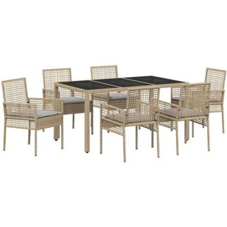 vidaXL Conjunto De Comedor De Jard&iacute;n 7 Pcs Beige Polirat&aacute;n Vidaxl