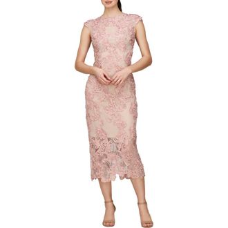 JS Collections Elexis Soutache Midi Dress in Sand/Blush at Nordstrom Rack, Size 6